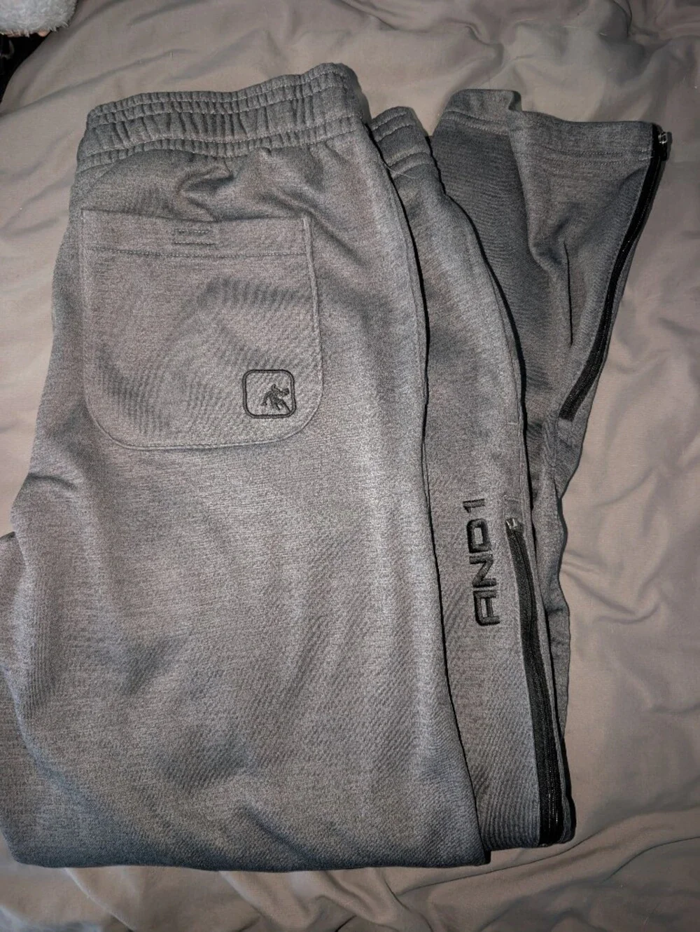 And1 Men's Charcoal Gray Jogger Pants with Zipper Ankles